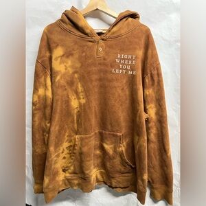 Taylor Swift Evermore Album Brown Bleach Tie Dye Hoodie Sweatshirt XXL 2XL Soft